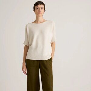 Quince Lightweight Cotton Cashmere Link-Stitch Dolman Sweater